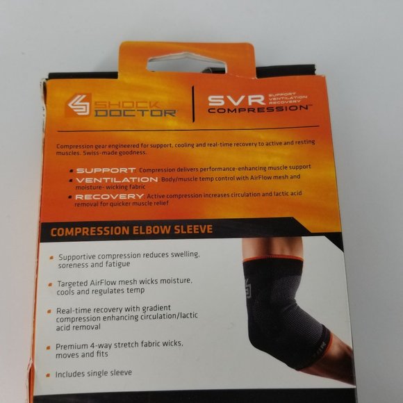 Shock Dr Elbow SVR Support Compression Sleeve L 10.25" - 11.25" Black Swiss NEW - Picture 6 of 10
